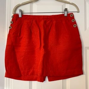 Dark Orange Linen Skirt